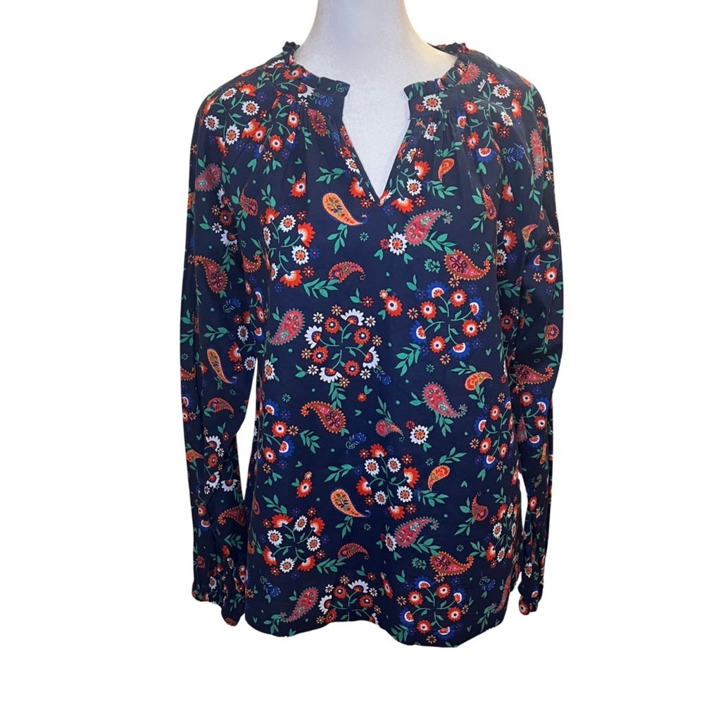 NWTCroft & Borrow Blue Paisley Floral Multicolor Women Blouse Size Small